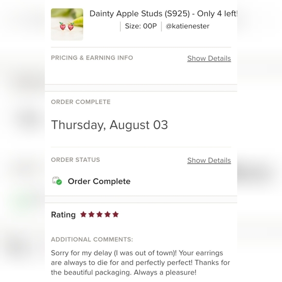 Dainty Apple Studs (S925) - Only 2 left! - Picture 10 of 10